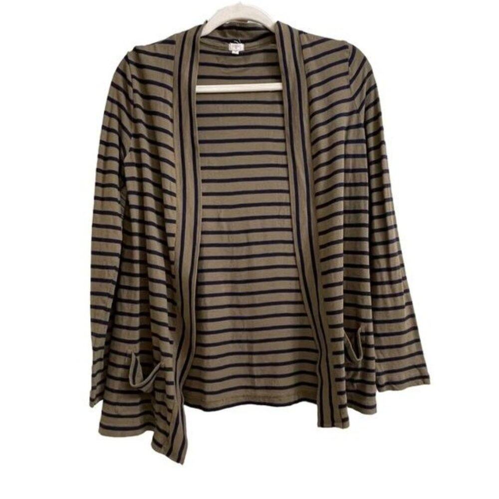 J.Crew Green Navy Stripes Cotton Open Cardigan Size Small